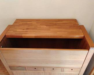 d-Scan Mid Century Danish Teak Convertible Rolling Bar Cabinet