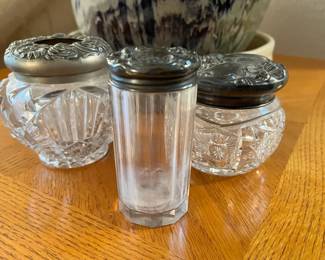 Pair Art Nouveau Crystal Jars, Art Nouveau Glass Jar