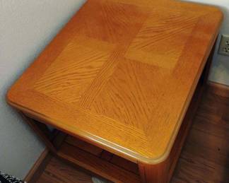 Pair of Oak Two Tier Square Side Tables