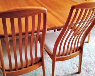 Mid Century Danish Teak Dining Table with Chairs