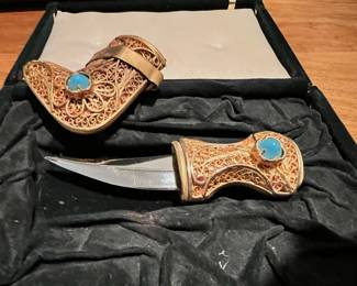 24 Karat Gold Filigree Arabic Dagger