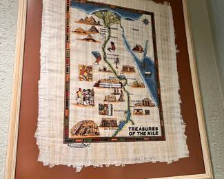 Painted Papyrus "Treasures of the Nile" Map