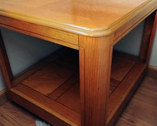 Pair of Oak Two Tier Square Side Tables