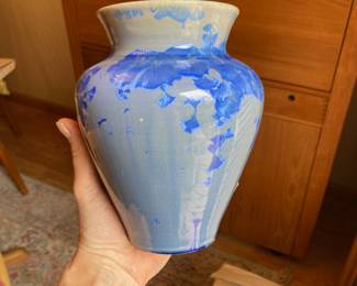  Ray West Camp Nelson Pottery Blue Vase