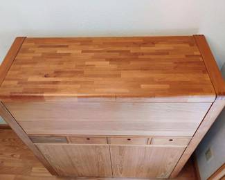 d-Scan Mid Century Danish Teak Convertible Rolling Bar Cabinet