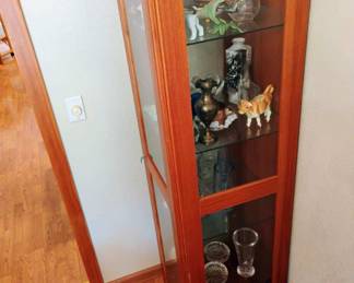 Lighted Modern Wood & Glass Curio Cabinet