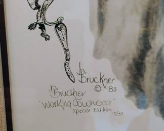 1983 Framed & Matted Special Edition Print "The Working Cowhorse" by Bruckner