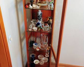 Lighted Modern Wood & Glass Curio Cabinet