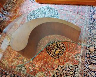 Mid Century Teak Kidney Coffee Table with&nbsp;Glass Top
