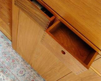 d-Scan Mid Century Danish Teak Convertible Rolling Bar Cabinet