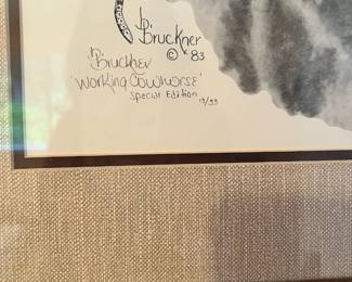 1983 Framed & Matted Special Edition Print "The Working Cowhorse" by Bruckner