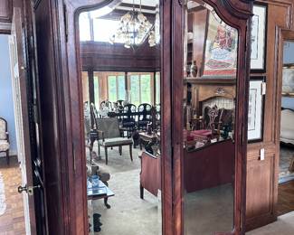Large two door mirrored armoire