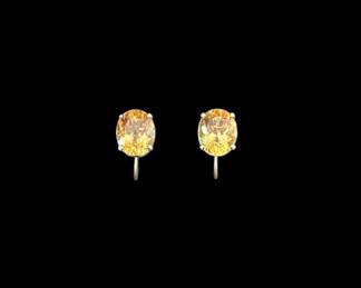 14K Gold Citrine Screw Back Earrings
