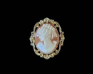 14K Gold Cameo Brooch