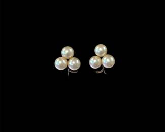14K Gold Screw Back Cultured Pearl Earrings