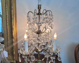 Ornate Crystal Chandelier Lamps. One of 2. Sold as a pair