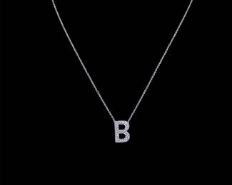 Tiffany & Co Platinum & Diamond Initial "B" Pendant