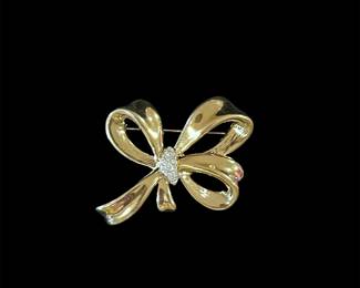 14K Gold & Diamond Brooch