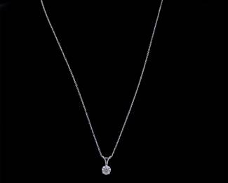 14K White Gold Chain with approx .80CW Diamond Pendant