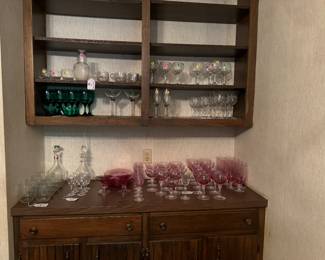 Green, Cranberry Glass Ware, Stemless Wineglass, Martini Glasses