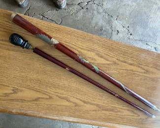 Pool cue with dragons