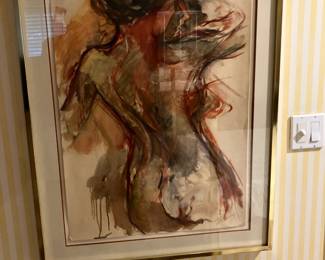 Signed abstract nude painting