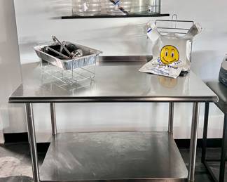 Stainless Steel Prep Table, Kitchen Utensils, Bag Holder