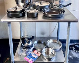 Stainless Steel Prep Table, Cookware, Pots and Pans and Rocket Express