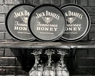 Jack Daniels Liquor Trays and Wine Glasses