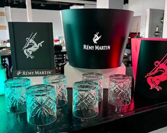  Remy Martin Cognac Lighted Ice Buckets, Remy Martin Rock Glasses (We have over 50 of these), and other Remy Martin Cognac Items