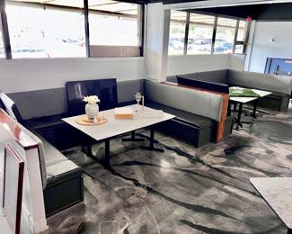 Large Restaurant Booths, Tables, Decor and Flatscreen TV's 