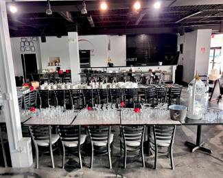 Table and Chairs, Wine Glasses, Barware, Champagne Buckets, Dinnerware