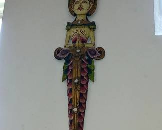 Antique indian painted wood carving