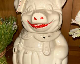 Vintage 1940's APCO Pig In Overalls Cookie Jar