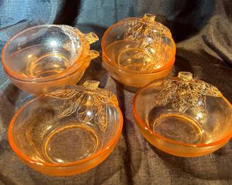 Vintage Pink Depression Glass Berry Bowl Set