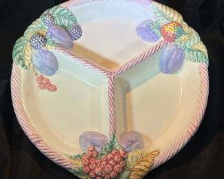 Vintage Majolica Divided Serving Dish