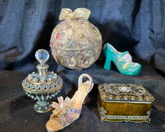 Trinket Box, Perfume Bottle and Mini Shoe Figurine Collections
