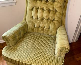 Retro Avocado Upholstered Pontiac Swivel Rocker. Available for presale $185.