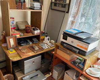 Desk, Metal Document Boxes, Printer