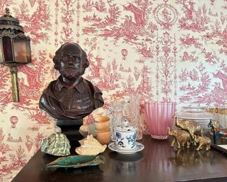Wooden Bust - Shakespeare, Brass Elephants, Vases