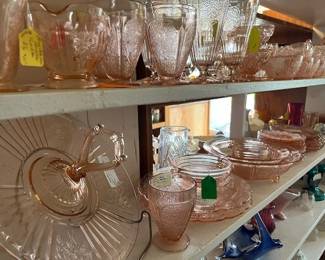 Pink Floral (Poinsettia) Depression Glass - 1930's