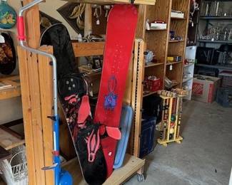 Snow Board , Helmet , Snow goggles ,, Ice auger