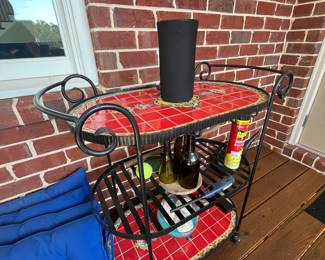 Outdoor tile and metal cart 