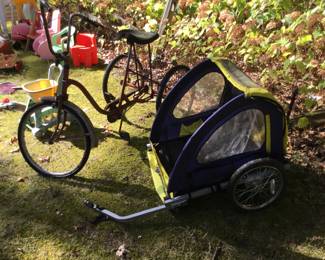 Antique 3 wheel bicycle in background 