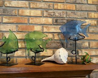 Shell, Glass Fish on Stands
