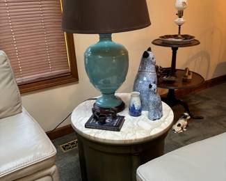 Mid-Century Barrel Table, Lamp