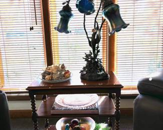 Antique Spindle Table, Lamp