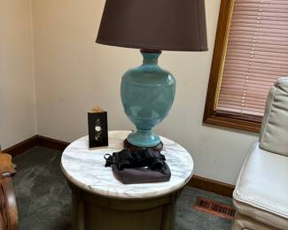 Mid-Century Barrel Table, Lamp