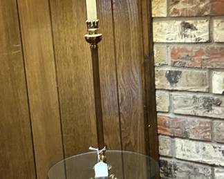 vintage floor lamp with glass built in table
