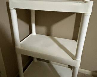 white plastic 3 tier shelf